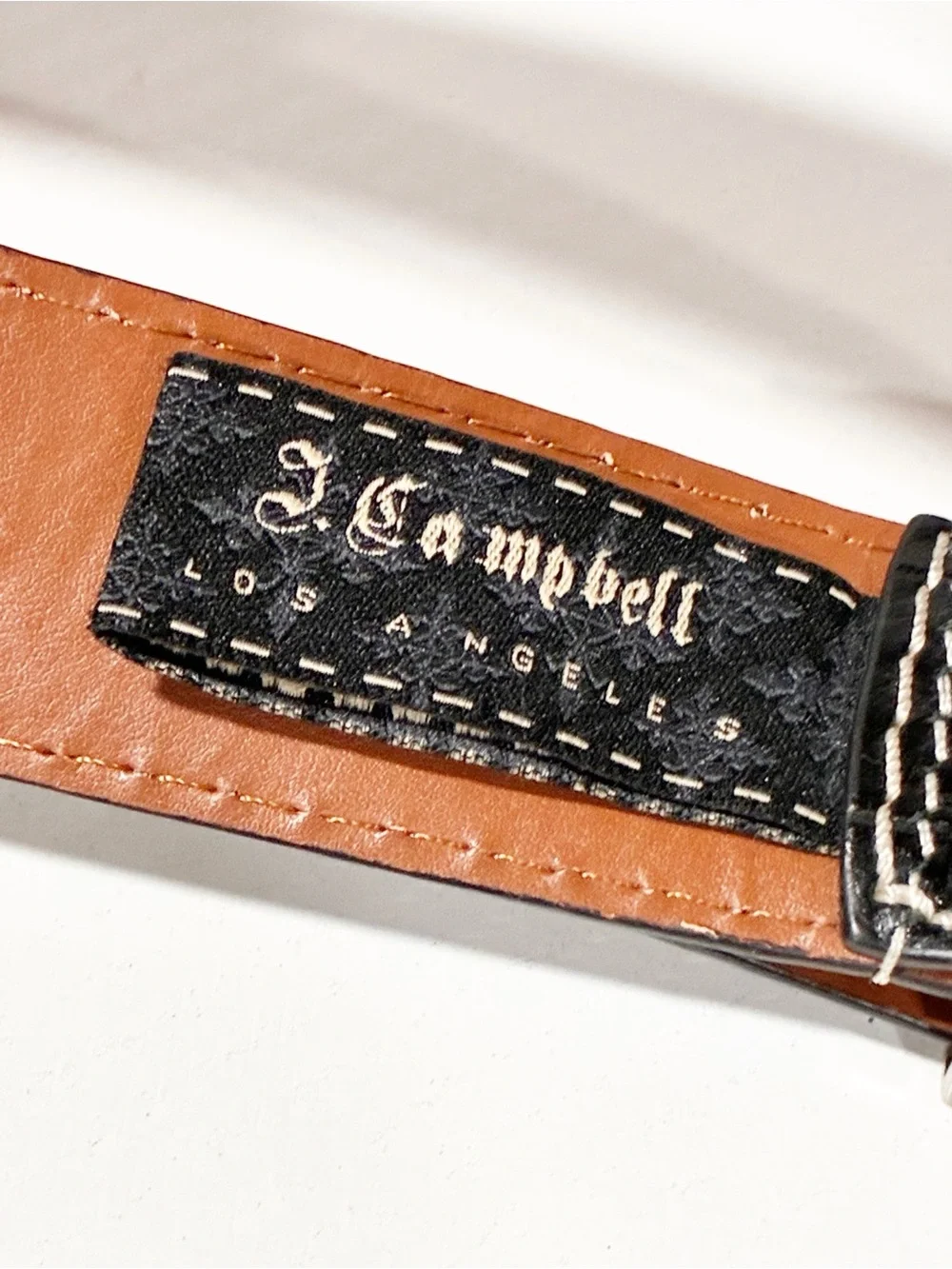 J Campbell Los Angeles Black Croc Embossed Leather Belt Size 36